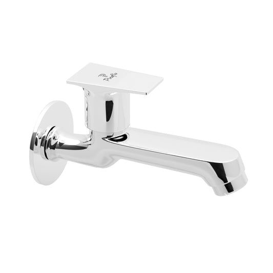Pixaflo Sea Brass Long Body Bib Cock Tap with Wall Flange | Chrome