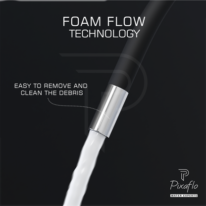 Pixaflo Sea Brass Sink Cock Tap with Wall Flange | with Black Foam Flow 360-degree Swivel Flexible Silicone Swivel Spout for Kitchen Sink | Wall Mounted