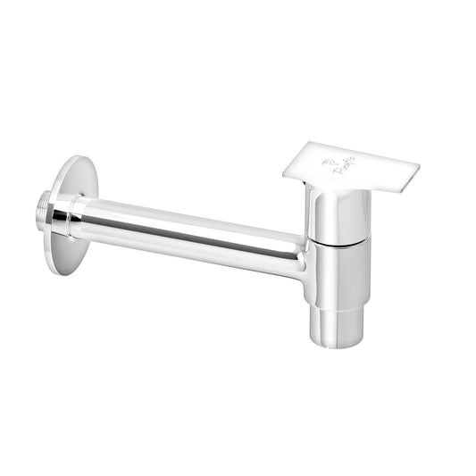 Pixaflo Nexus-S Brass Long Body Bib Cock Tap with Wall Flange | Chrome