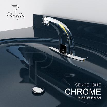 Pixaflo Sense-One Touchless Sensor Tap for Wash Basin | Automatic Brass Faucet with Infrared Motion Sensor | AC/DC Powered | Chrome Finish | Water-Saving & Hygienic | Easy Installation