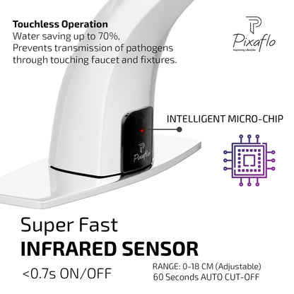 Pixaflo Sense-One Touchless Sensor Tap for Wash Basin | Automatic Brass Faucet with Infrared Motion Sensor | AC/DC Powered | Chrome Finish | Water-Saving & Hygienic | Easy Installation