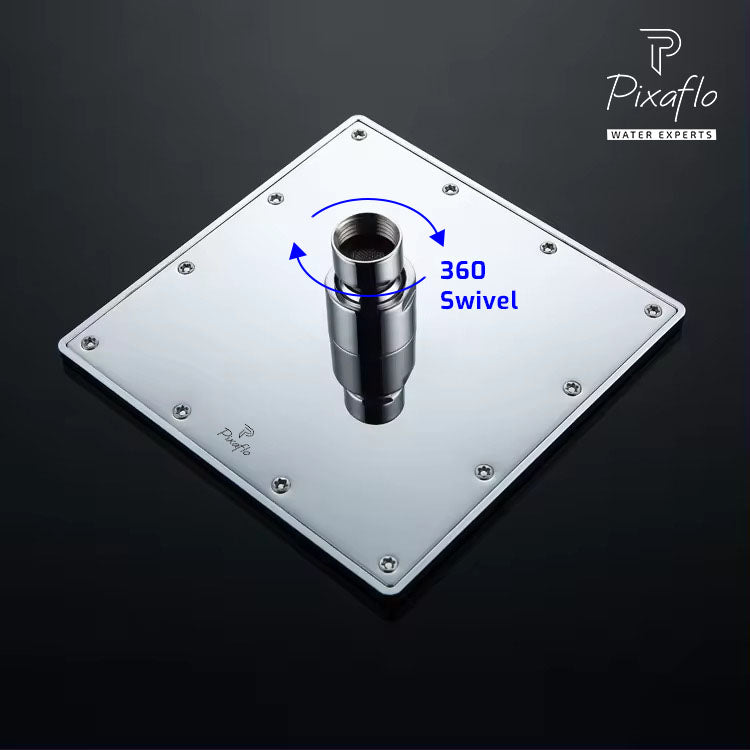 Pixaflo Stainless Steel Heavy Duty Maze Square Overhead Shower | 6x6 Inches | Rain Shower Head for Bathroom Without Arm | Chrome Finish