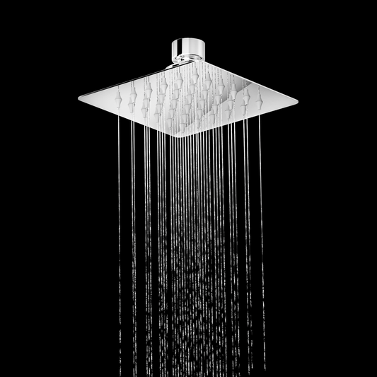 Pixaflo Square Ultraslim Stainless Steel SS-304 | 4x4 Overhead Shower without arm | Chrome Finish