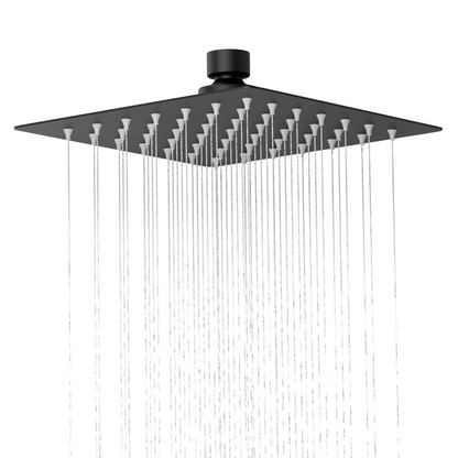 Pixaflo Square Ultraslim Stainless Steel SS-304 | 6x6 Overhead Shower without arm | Matte Black