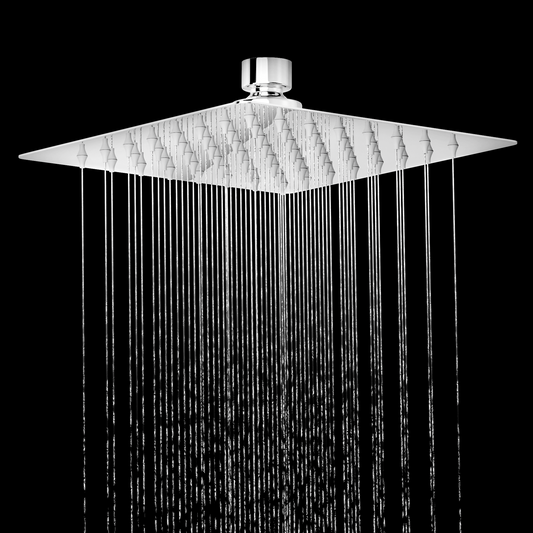 Pixaflo Square Ultraslim Stainless Steel SS-304 | 6x6 Overhead Shower without arm | Chrome Finish