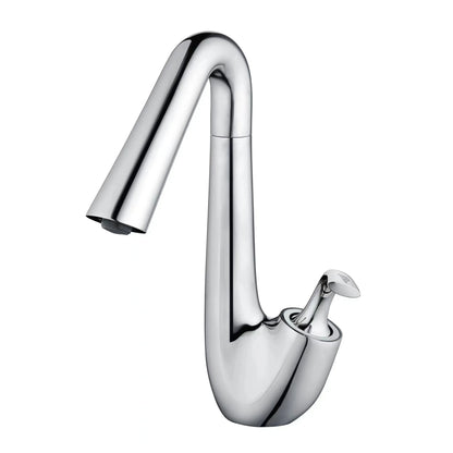 Pixaflo SoloBloc 360° Swivel Spout Basin Mixer Tap – Chrome Finish Brass Faucet with Hot & Cold Control | Foam Flow Technology | Ceramic Cartridge | 18-Inch Braided Hoses | 10.3 Inches Tall