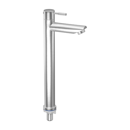 Pixaflo Florent Stainless Steel Tall Body Pillar Cock 12 inch Tap for Wash Basin | Deck Mounted | Cold Water Tap (Not Hot & Cold Mixer) | Counter Top/Table Top Faucet | Foam Flow | Brushed Steel Finish