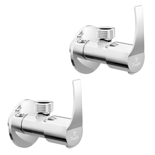 Pixaflo Sting Brass Angle Valve Combo | Stop Cock with Wall Flange | Chrome Finish | Pack of 2