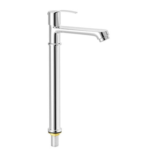Pixaflo Sting Brass Extended Tall Body Pillar Cock 12 inch Tap for Wash Basin | Deck Mounted | Cold Water Tap (Not Hot & Cold Mixer) | Counter Top/Table Top Faucet | Foam Flow | Chrome Finish