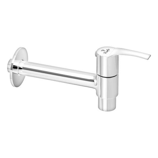 Pixaflo Nexus-G Brass Long Body Bib Cock Tap with Wall Flange | Chrome