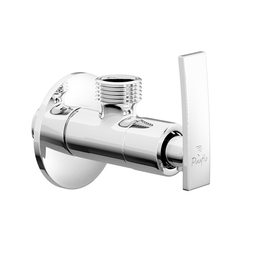 Pixaflo Moonstone Brass Angle Valve | Stop Cock with Wall Flange | Chrome Finish