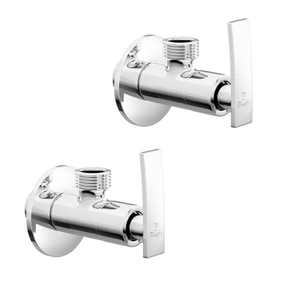 Pixaflo Moonstone Brass Angle Valve Combo | Stop Cock with Wall Flange | Chrome Finish | Pack of 2