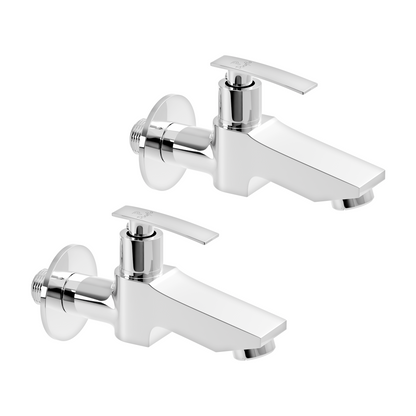 Pixaflo Hydric-N Brass Long Body Bib Cock Tap with Wall Flange Combo | Chrome | Pack of 2