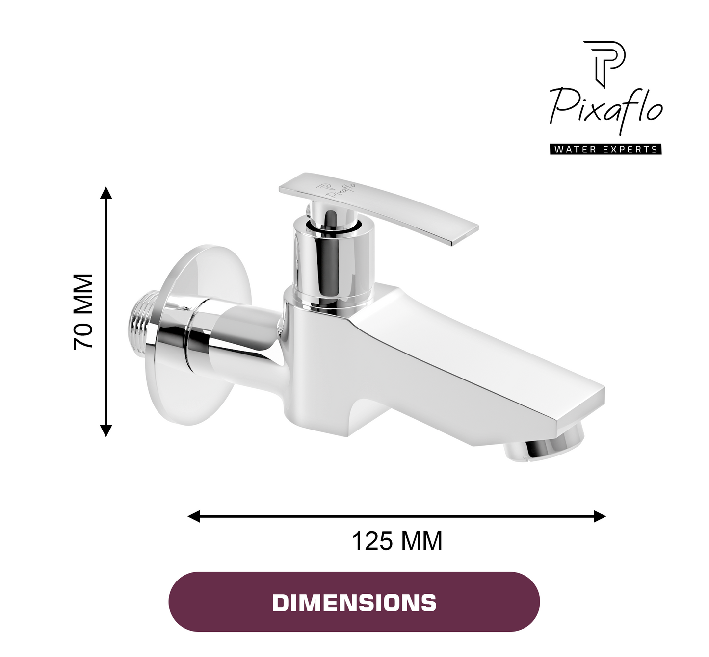 Pixaflo Hydric-N Brass Long Body Bib Cock Tap with Wall Flange Combo | Chrome | Pack of 2