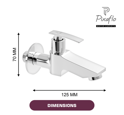 Pixaflo Hydric-N Brass Long Body Bib Cock Tap with Wall Flange Combo | Chrome | Pack of 2