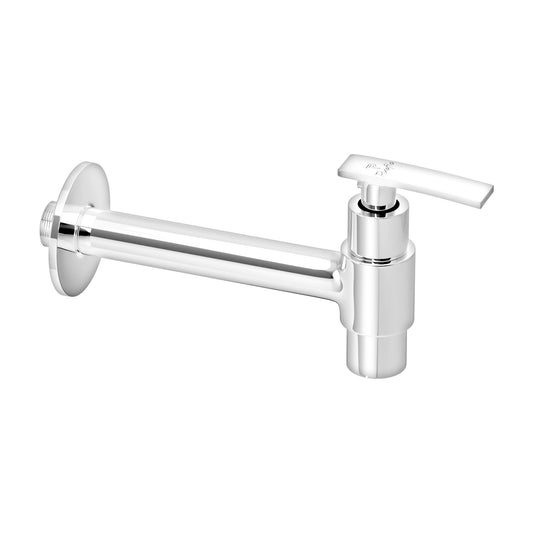 Pixaflo Nexus-N Brass Long Body Bib Cock Tap with Wall Flange | Chrome
