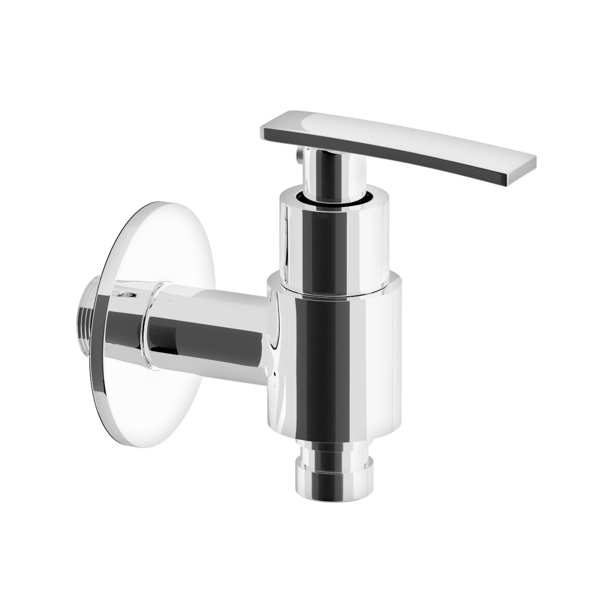 Pixaflo Moonstone Brass Washing Machine Tap with Wall Flange | Chrome Finish