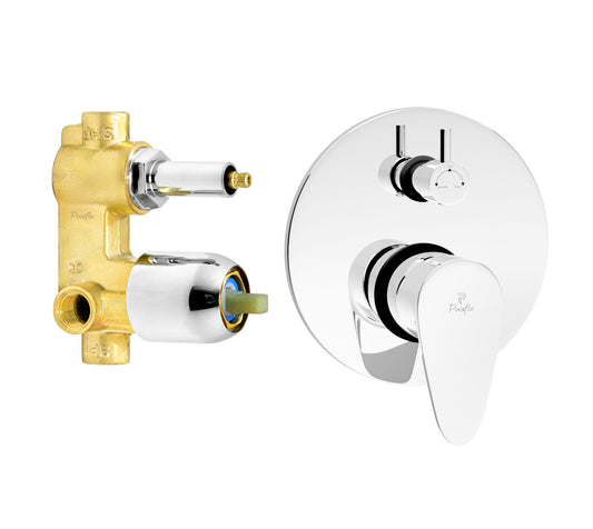 Pixaflo Brass Vocal High Flow Single Lever 4 Way / 2 Inlet Diverter | Tic-Tac | Complete Set | Bathroom Shower System | Bathroom Mixer | Chrome Finish