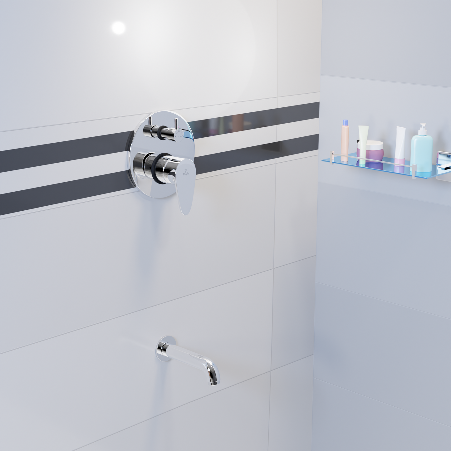 Pixaflo Brass Vocal High Flow Single Lever 4 Way / 2 Inlet Diverter | Tic-Tac | Complete Set | Bathroom Shower System | Bathroom Mixer | Chrome Finish