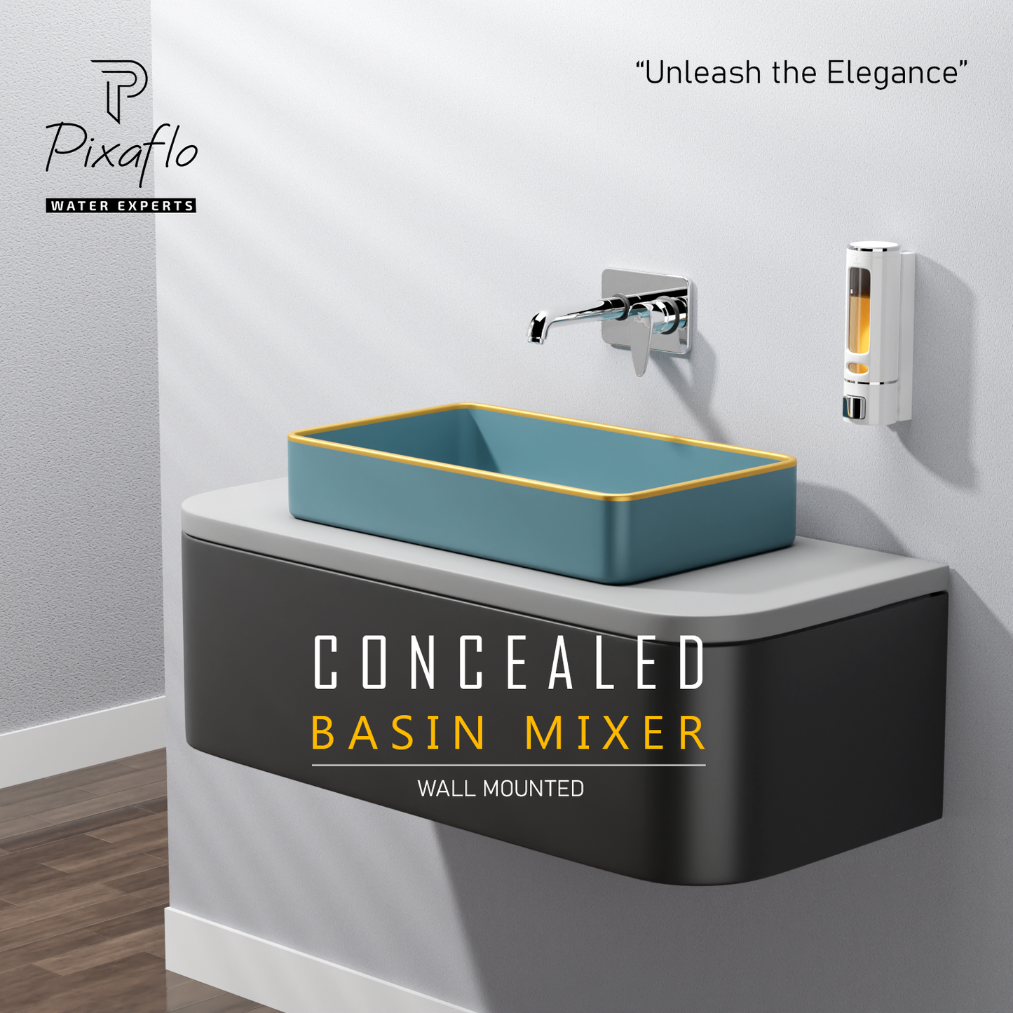 Pixaflo Vocal Brass Concealed Single Lever Chrome Basin Mixer with Exposed Parts Kit | Complete Set
