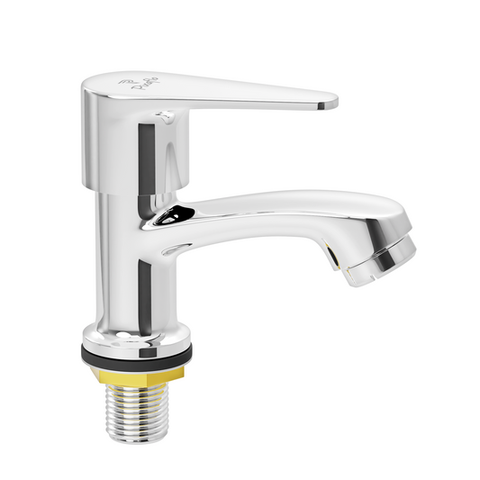 Pixaflo Vocal Brass Pillar Tap for Wash Basin | Pillar Cock | Quarter-Turn | Ceramic Disc Cartridge | Foam Flow | Chrome Finish