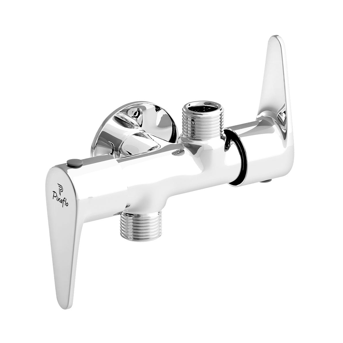 Pixaflo Vita Brass 2 Way Angle Cock | 2 in 1 Angle Valve with Wall Flange For Bathroom, Toilet, Wash Basin | Chrome Finish