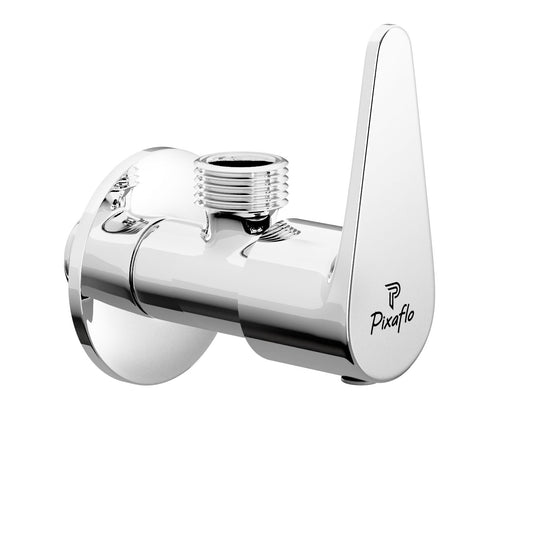 Pixaflo Vita Brass Angle Valve | Stop Cock with Wall Flange | Chrome Finish
