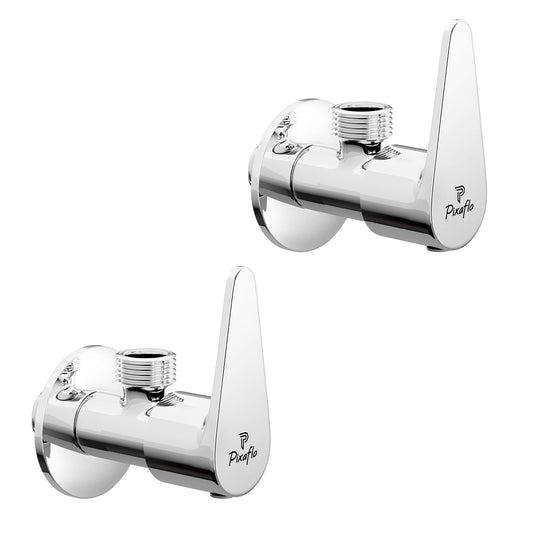 Pixaflo Vita Brass Angle Valve Combo | Stop Cock with Wall Flange | Chrome Finish | Pack of 2