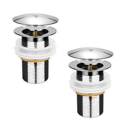 Pixaflo 3-Inches Stainless Steel Pop-Up Waste Coupling for Wash Basin & Sink | Full Threaded G1¼” | Durable Anti-Rust Bathroom Drain Plug | Universal Fit for Vanity & Countertop | Chrome Finish | Combo Pack of 2